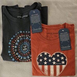 2 short sleeve shirts Size L for women